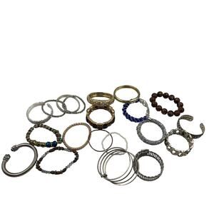 Bracelet Lot 20 Pieces Beaded Rhinestone Silver & Gold Tone Clasp Stretch